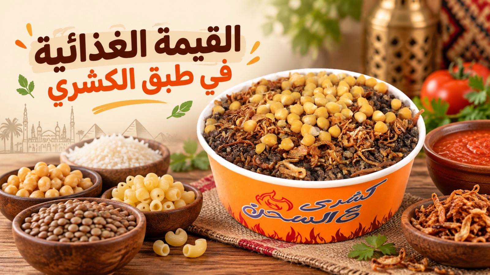 القيمة الغذائية في طبق الكشري: إيه اللي جسمك بياخده من أكلة مصرية متكاملة؟